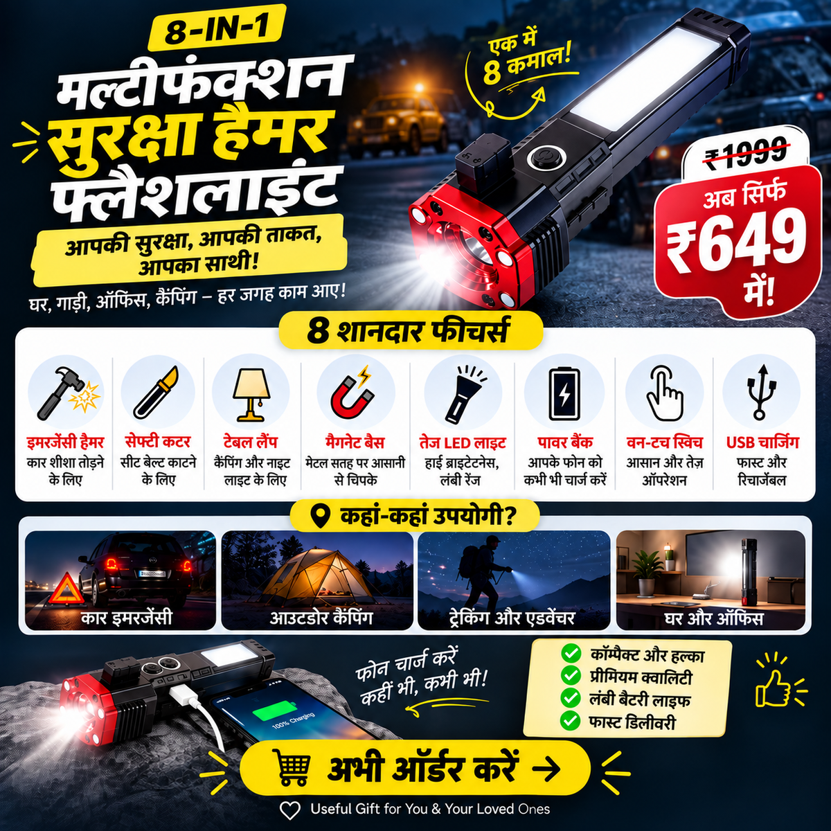 High-Intensity Discharge (HID) Torch: Highlights a Specific, Powerful & Efficient Light Source.